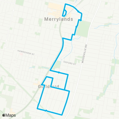 Sydney Buses Network Merrylands to Guildford (Loop Service) map