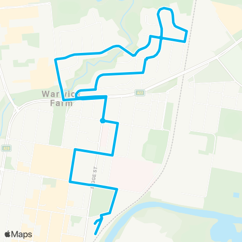 Sydney Buses Network Liverpool to Warwick Farm (Loop Service) map