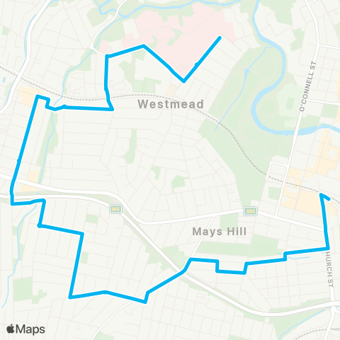 Sydney Buses Network Westmead Hospitals to Parramatta via S Wentworthville map