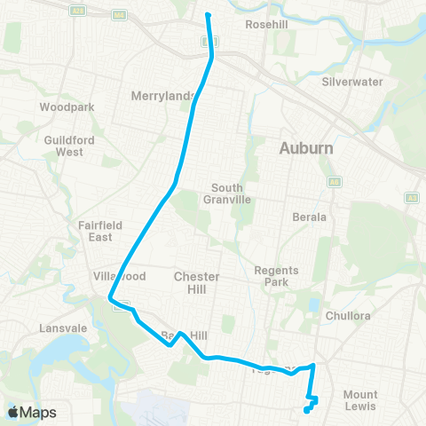 Sydney Buses Network Bankstown to Parramatta via Bass Hill map