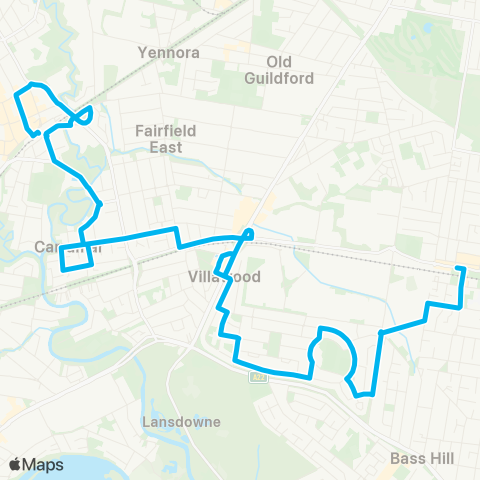 Sydney Buses Network Chester Hill to Fairfield via Carramar & Villawood map