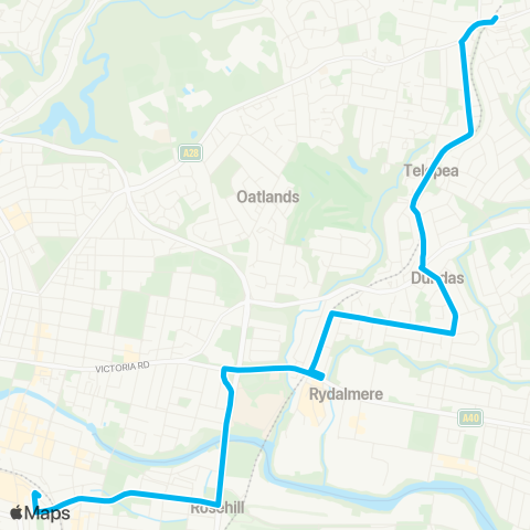 Sydney Buses Network Carlingford to Parramatta map
