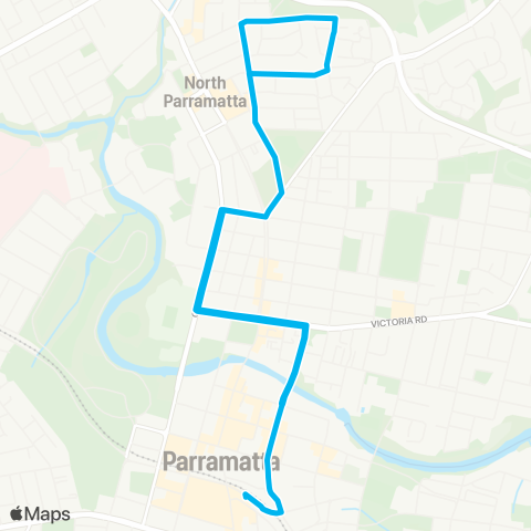 Sydney Buses Network Parramatta to N Parramatta (Loop Service) map