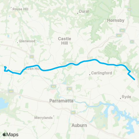 Sydney Buses Network Blacktown to Macquarie Park via M2 Mwy map