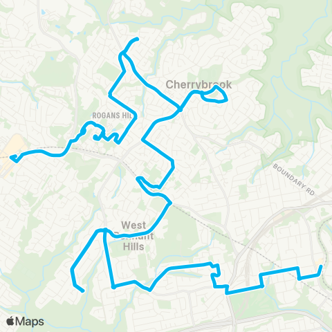 Sydney Buses Network Castle Hill to Beecroft via W Pennant Hills map