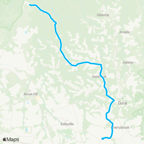 Sydney Buses Network Maraylya to Dural and Castle Hill via Kenthurst map