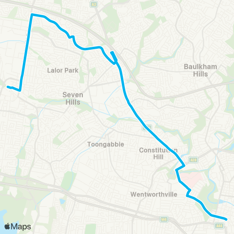 Sydney Buses Network Blacktown to Parramatta via Kings Langley & N W Twy map