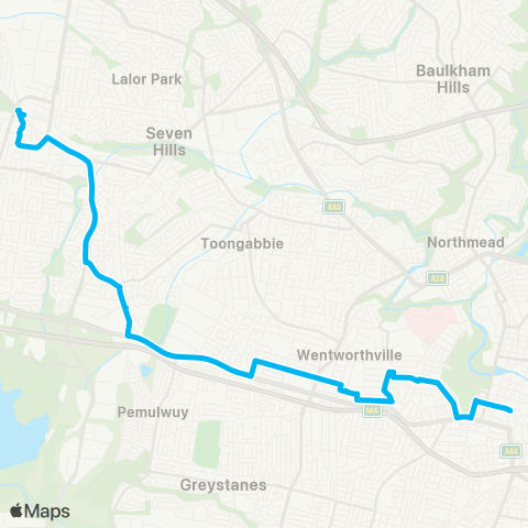 Sydney Buses Network Blacktown to Parramatta map