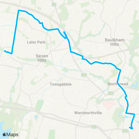 Sydney Buses Network Blacktown to Parramatta via Winston Hills & Kings Langley map