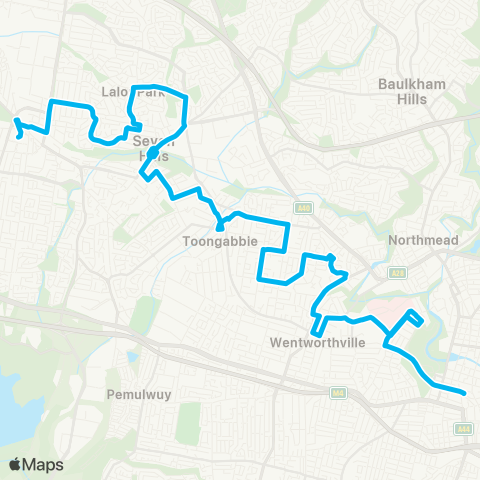 Sydney Buses Network Blacktown to Parramatta via Constitution Hill map