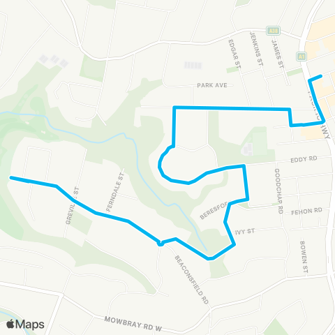 Sydney Buses Network Colwell Cres & Beaconsfield Rd to Chatswood map