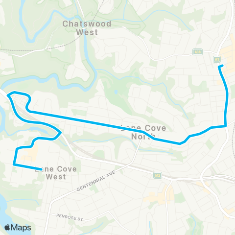 Sydney Buses Network Chatswood to Lane Cove West map