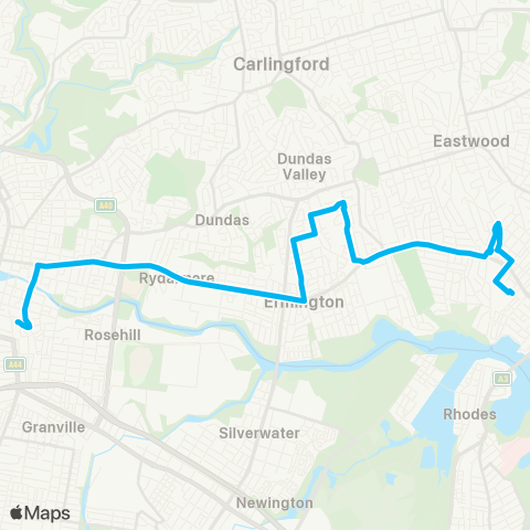 Sydney Buses Network West Ryde to Parramatta via Bartlett St map