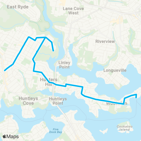 Sydney Buses Network Gladesville to Woolwich map