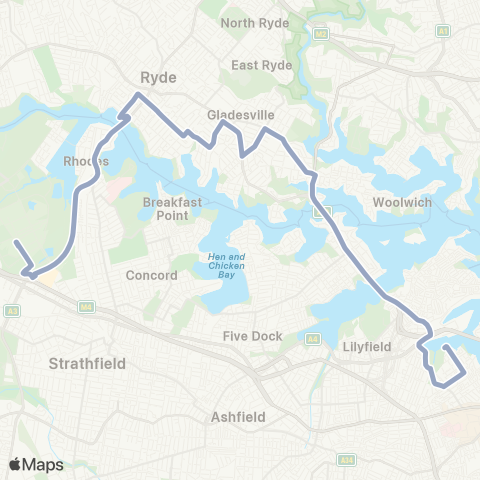 Temporary Buses Glebe to Sydney Olympic Pk via Hunters Hill map