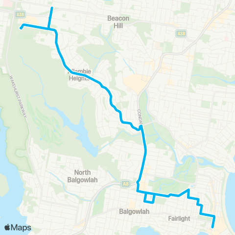 Sydney Buses Network Allambie Heights to Manly map