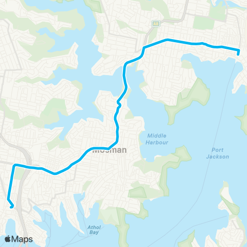 Sydney Buses Network Manly to North Sydney (Night Service) map