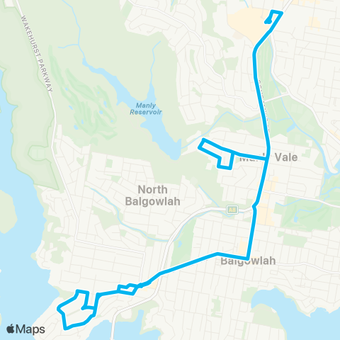 Sydney Buses Network Warringah Mall to Seaforth map