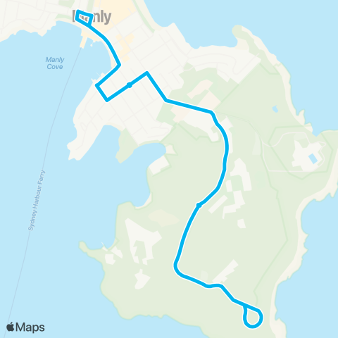 Sydney Buses Network Manly to North Head (Loop Service) map