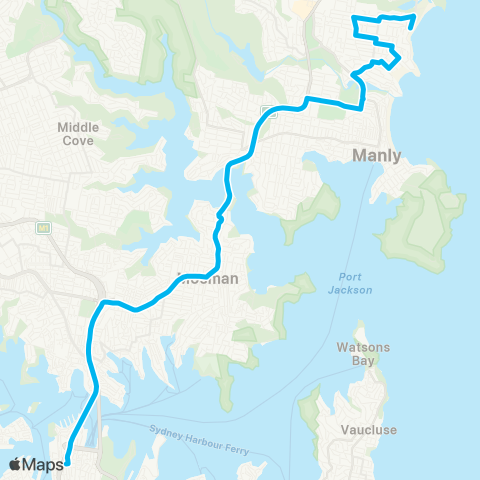 Sydney Buses Network S Curl Curl to City Wynyard (Exp Service) map