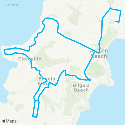 Sydney Buses Network Avalon Bch to Taylors Point (Loop Service) map