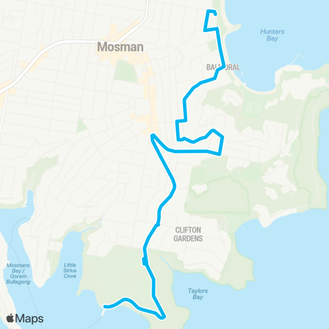 Sydney Buses Network Taronga Zoo Wharf to Balmoral map