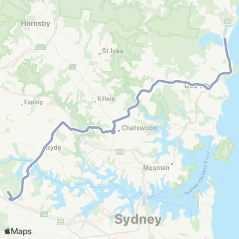 Temporary Buses Narrabeen to Sydney Olympic Pk via Dee Why map