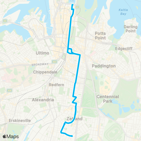 Sydney Buses Network City Circular Qy to Green Square (Loop Service) map