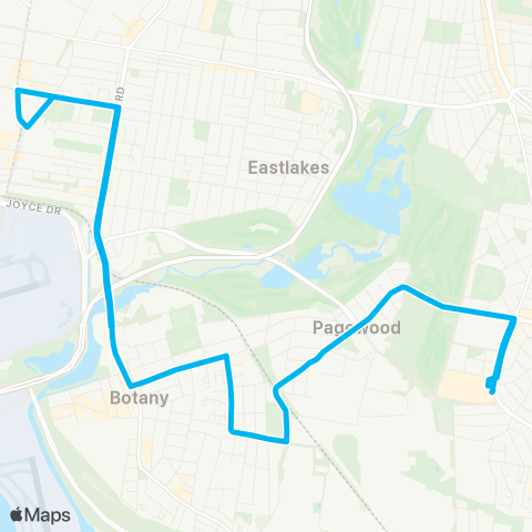 Sydney Buses Network Eastgardens to Mascot Sta (Loop Service) map