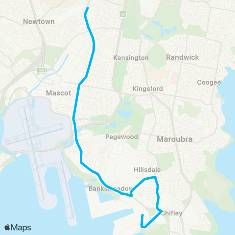 Sydney Buses Network Port Botany to Redfern map