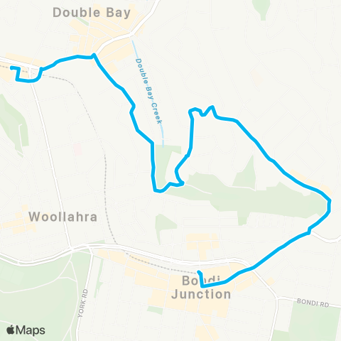 Sydney Buses Network Bondi Jct to Edgecliff via Bellevue Rd & Manning Rd map