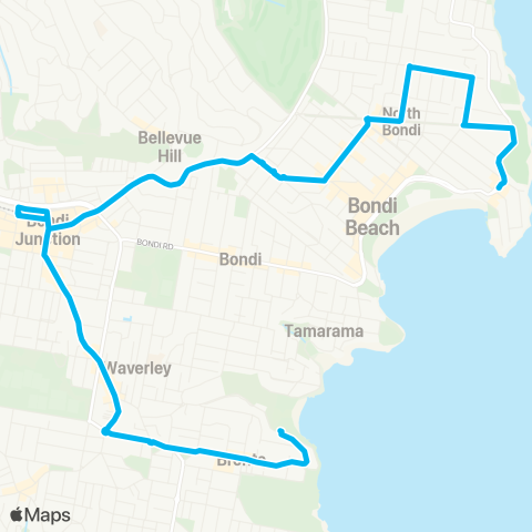 Sydney Buses Network North Bondi to Bronte map
