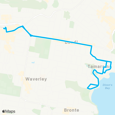 Sydney Buses Network Bondi Jct to Tamarama (Loop Service) map