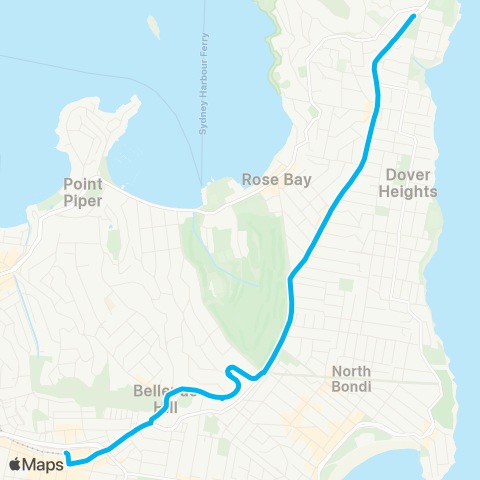 Sydney Buses Network South Head Cemetery to Bondi Junction map