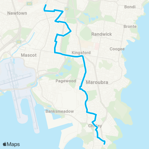 Sydney Buses Network Little Bay to Redfern map