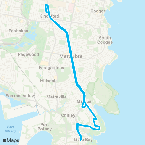 Sydney Buses Network Little Bay to UNSW (Loop Service) map