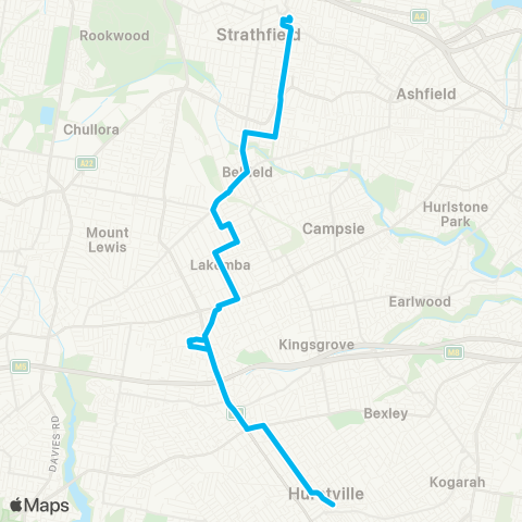 Sydney Buses Network Strathfield to Hurstville map