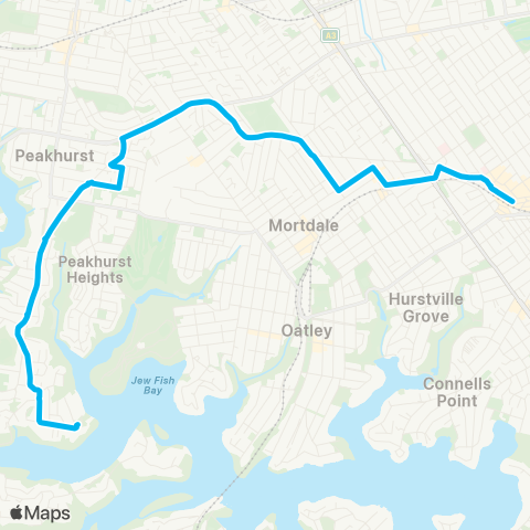 Sydney Buses Network Lugarno to Hurstville map