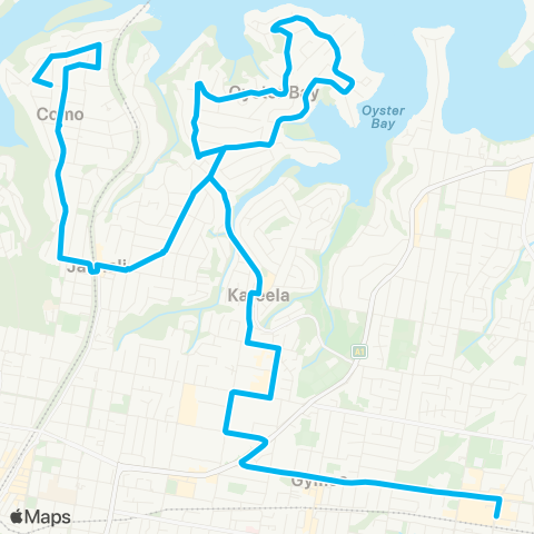 Sydney Buses Network Como West to Miranda via Oyster Bay map