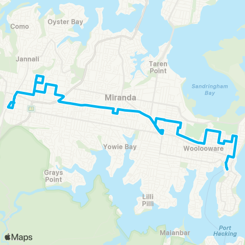 Sydney Buses Network Cronulla to Sutherland map