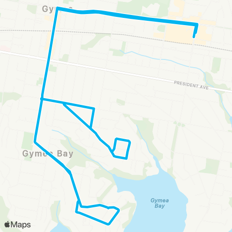 Sydney Buses Network Miranda to Gymea Bay (Loop Service) map