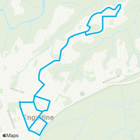 Sydney Buses Network Engadine to Kingswood Rd (Loop Service) map