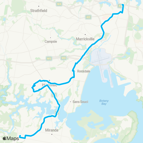 Sydney Buses Network Sutherland to City Town Hall (Night Service) map