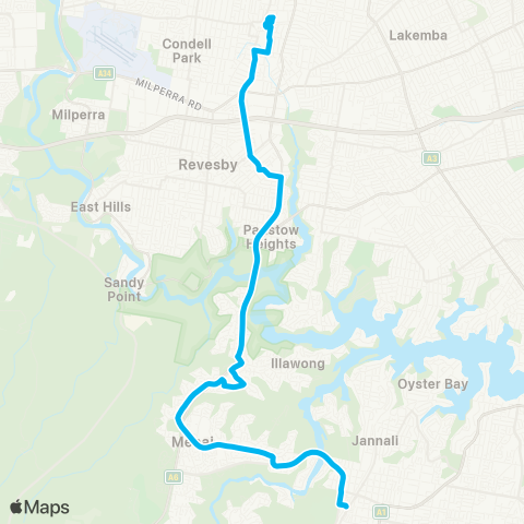 Sydney Buses Network Sutherland to Bankstown map