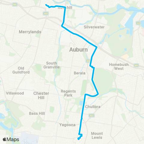 Sydney Buses Network Parramatta to Bankstown map