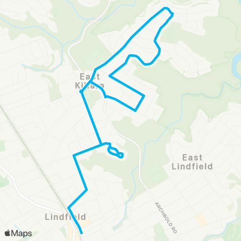 Sydney Buses Network Lindfield to East Killara (Loop Service) map