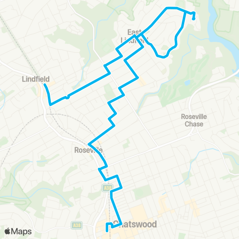 Sydney Buses Network Chatswood to Lindfield map