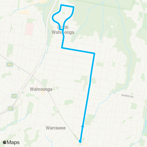 Sydney Buses Network Turramurra to N Wahroonga (Loop Service) map