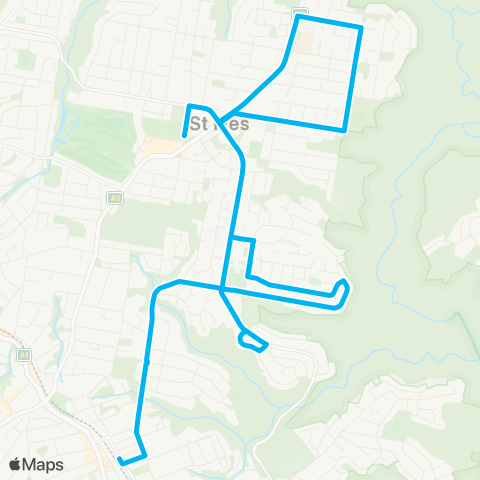 Sydney Buses Network St Ives Shopping Centre to Gordon map