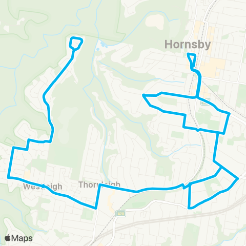 Sydney Buses Network Hornsby to Westleigh (Loop Service) map